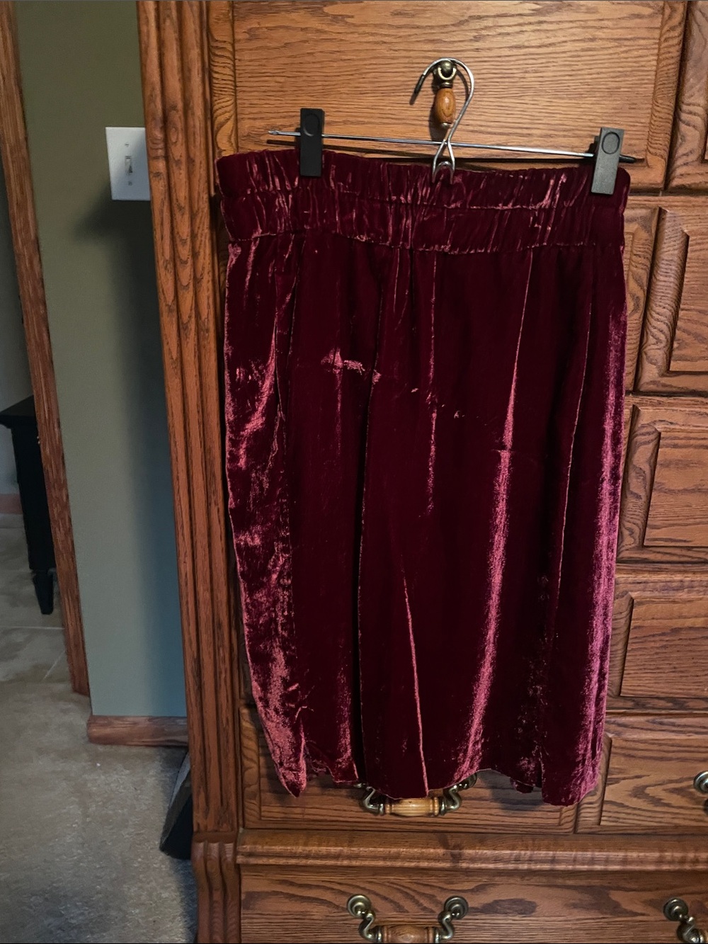 J. Crew Velvet Midi Skirt in Burgundy